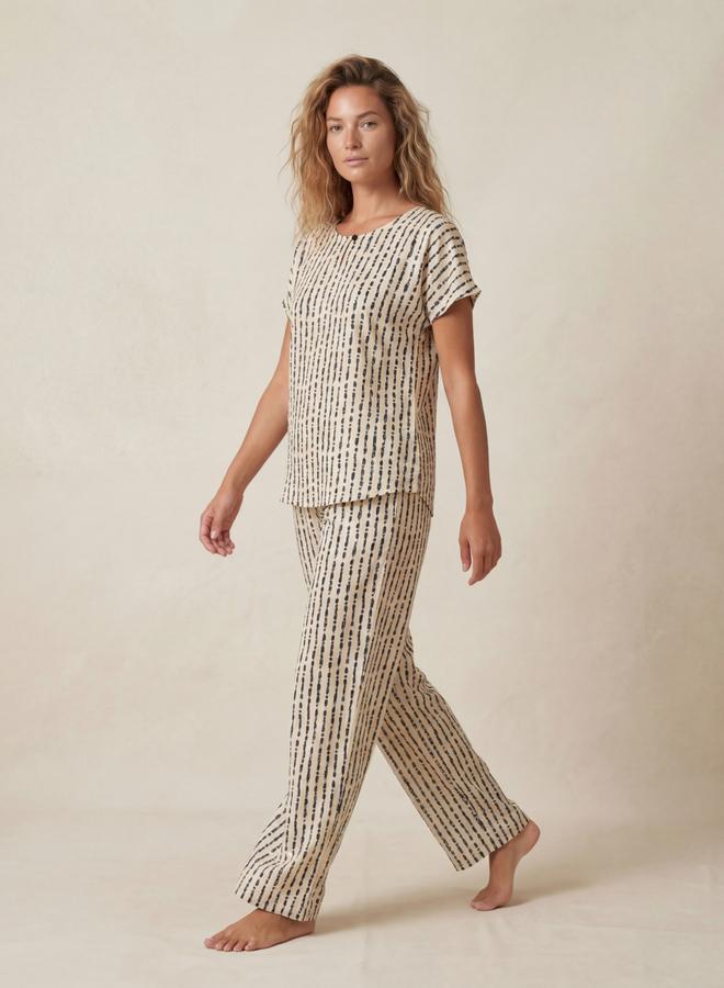 ميش طقم من بيجاما وبلوزة قطن بطبعة مخططة - Image 3